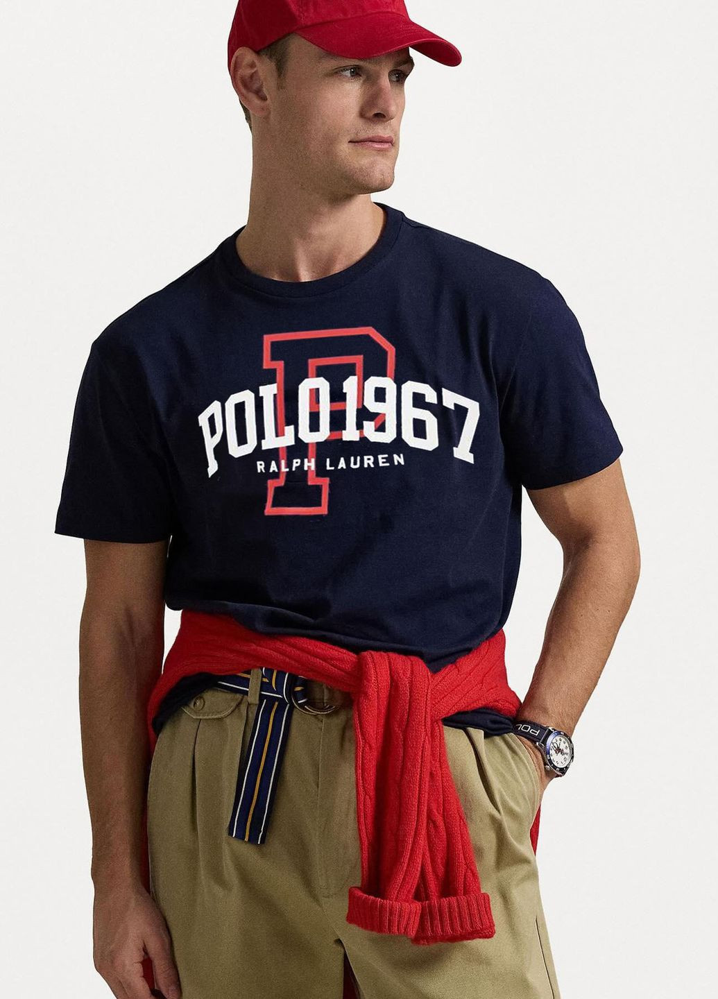 Темно-синя футболка з бавовни slim fit Polo Ralph Lauren