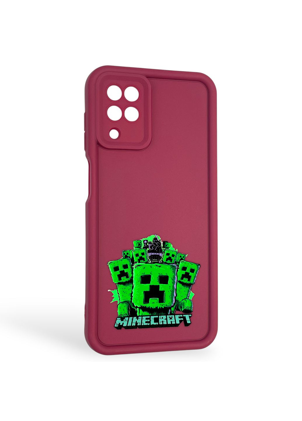 Чохол силіконовий Soft Touch з 3D принтом Майнкрафт для Galaxy M12 (SM-M127F) бордовий (Повний захист камери) Samsung (373424571)
