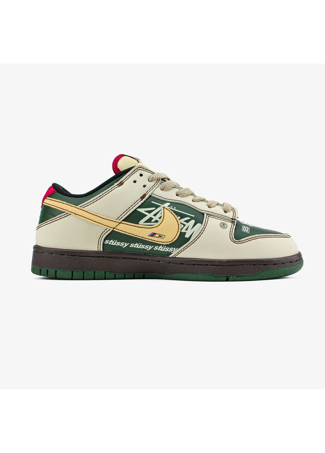Кросівки жіночі і чоловічі Nike SB Dunk Low x Stussy BMW M3 beige green | Найк СБ Данк низькі бежеві демісезони (369722673)