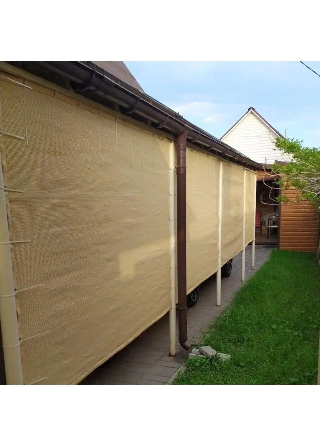 Тент навіс затіняючий водонепроникний прямокутний 4х5м Оксфорд (Бежевий) No Brand (332634349)