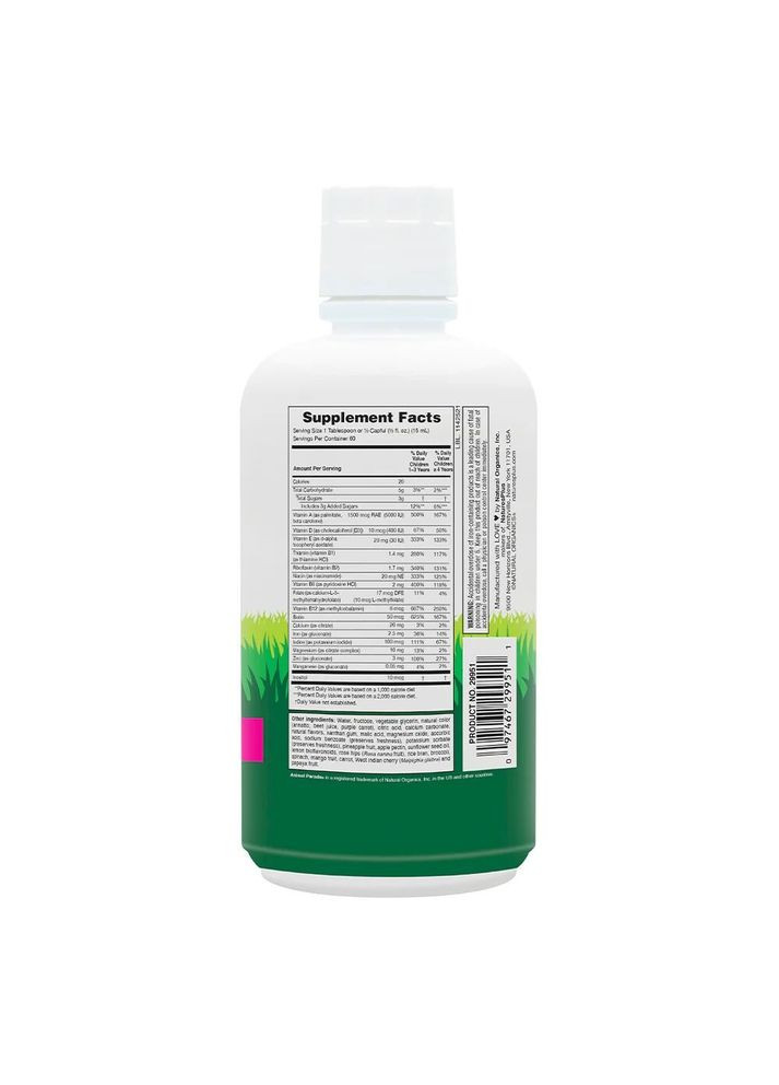 Вітаміни та мінерали Animal Parade Miltivitamin Liquid, 887 мл - Тропічні ягоди Natures Plus (322209618)