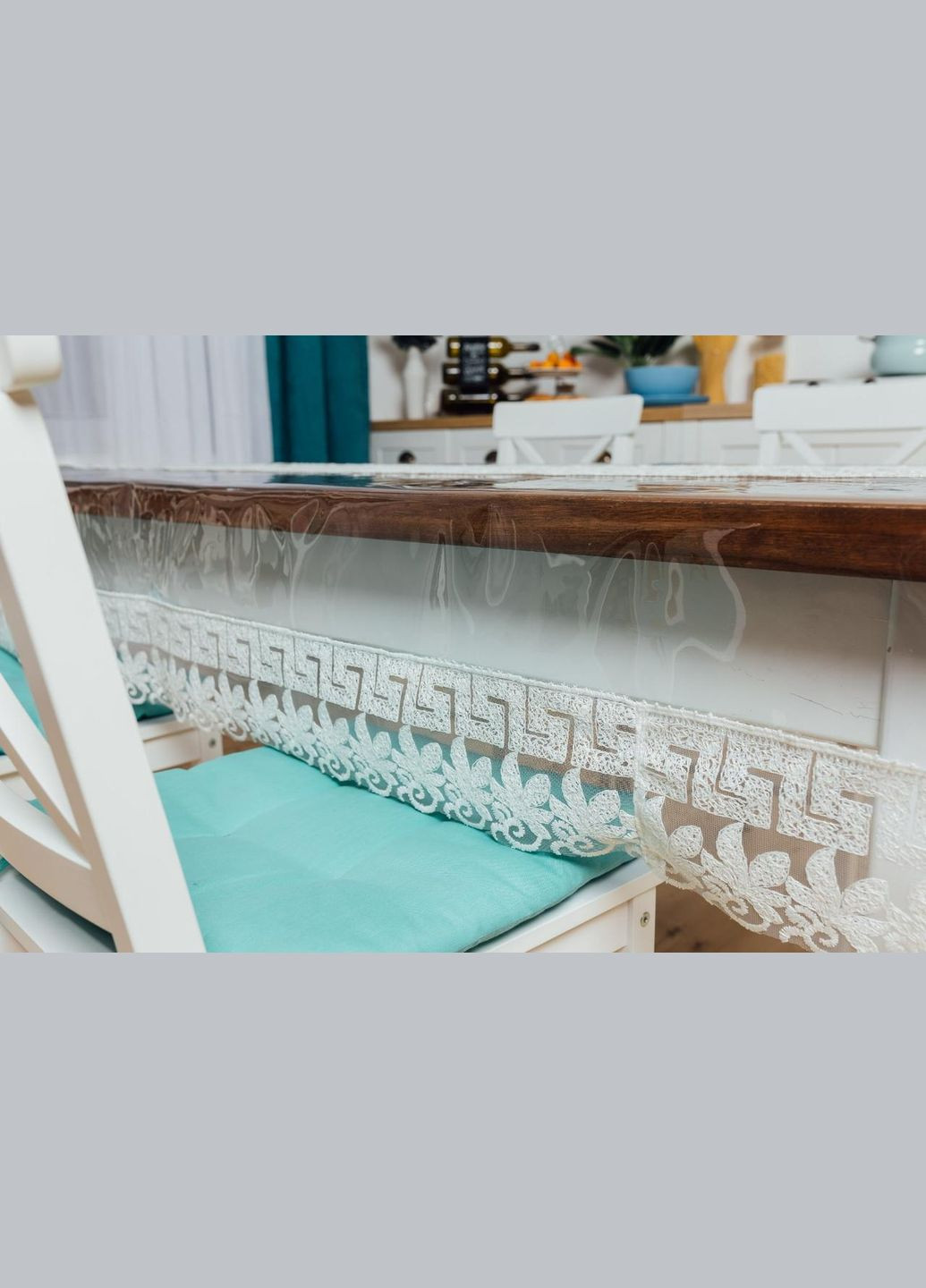 Силіконова скатертина Молочний Версаче Мереживо 210x110см Royal House (315144609)