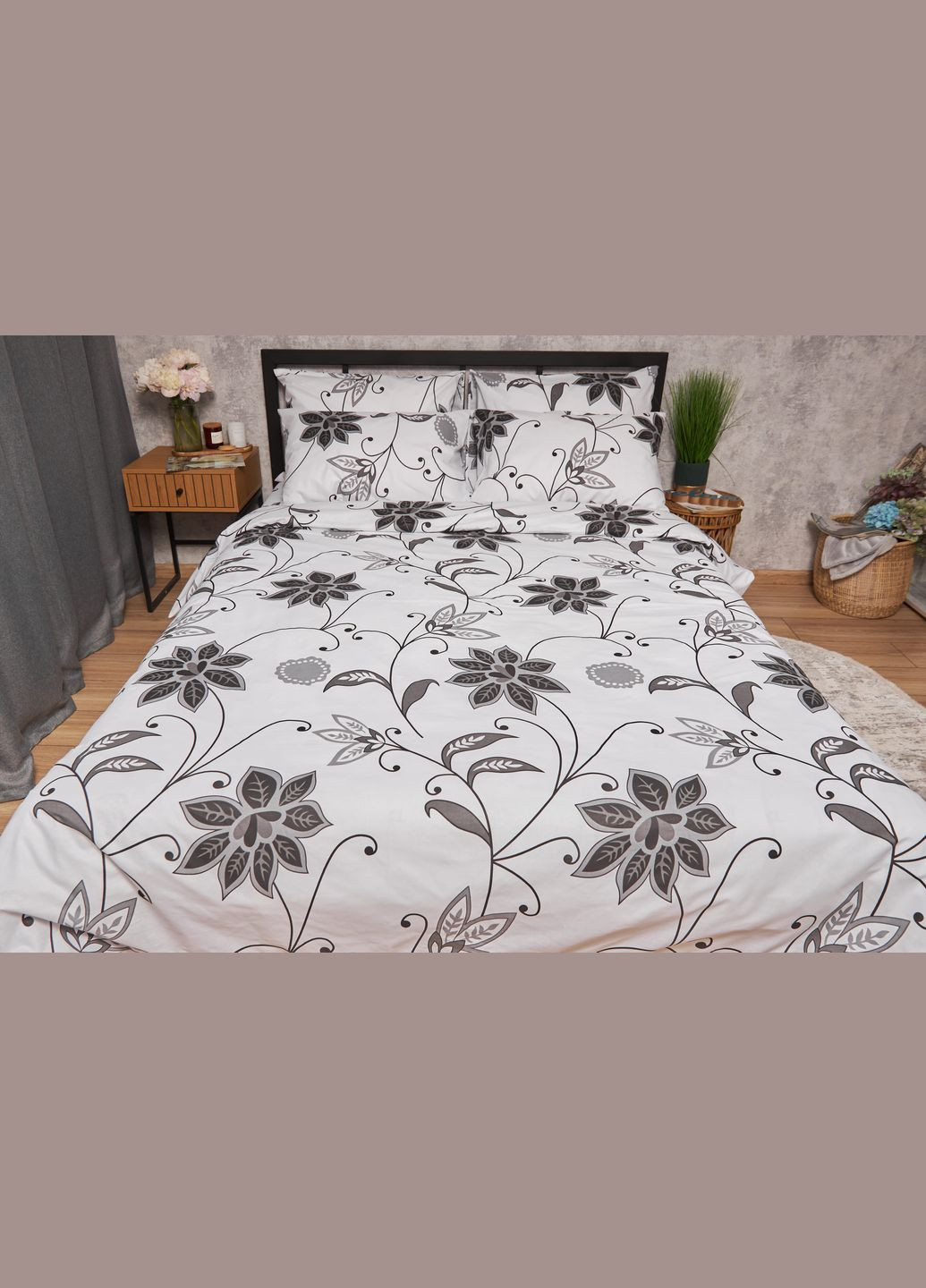 Комплект постільної білизни Бязь Gold Люкс «» двоспальний 175х210 наволочки 2х40х60 (MS-820005605) Moon&Star Gray Denim (302973774)