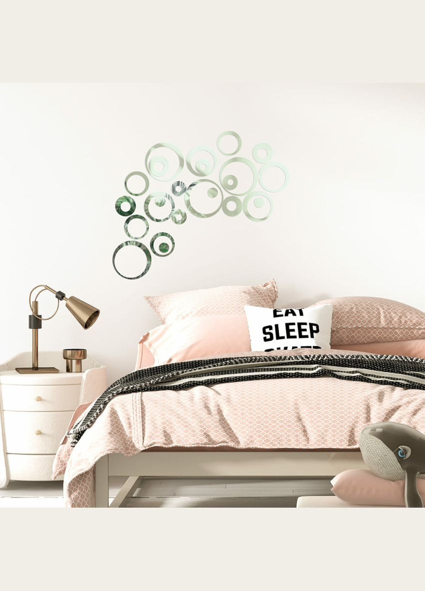 Дзеркальний декор акриловий самоклеючий срібло, 24шт (D) SW-00002523 Sticker Wall (326063882)