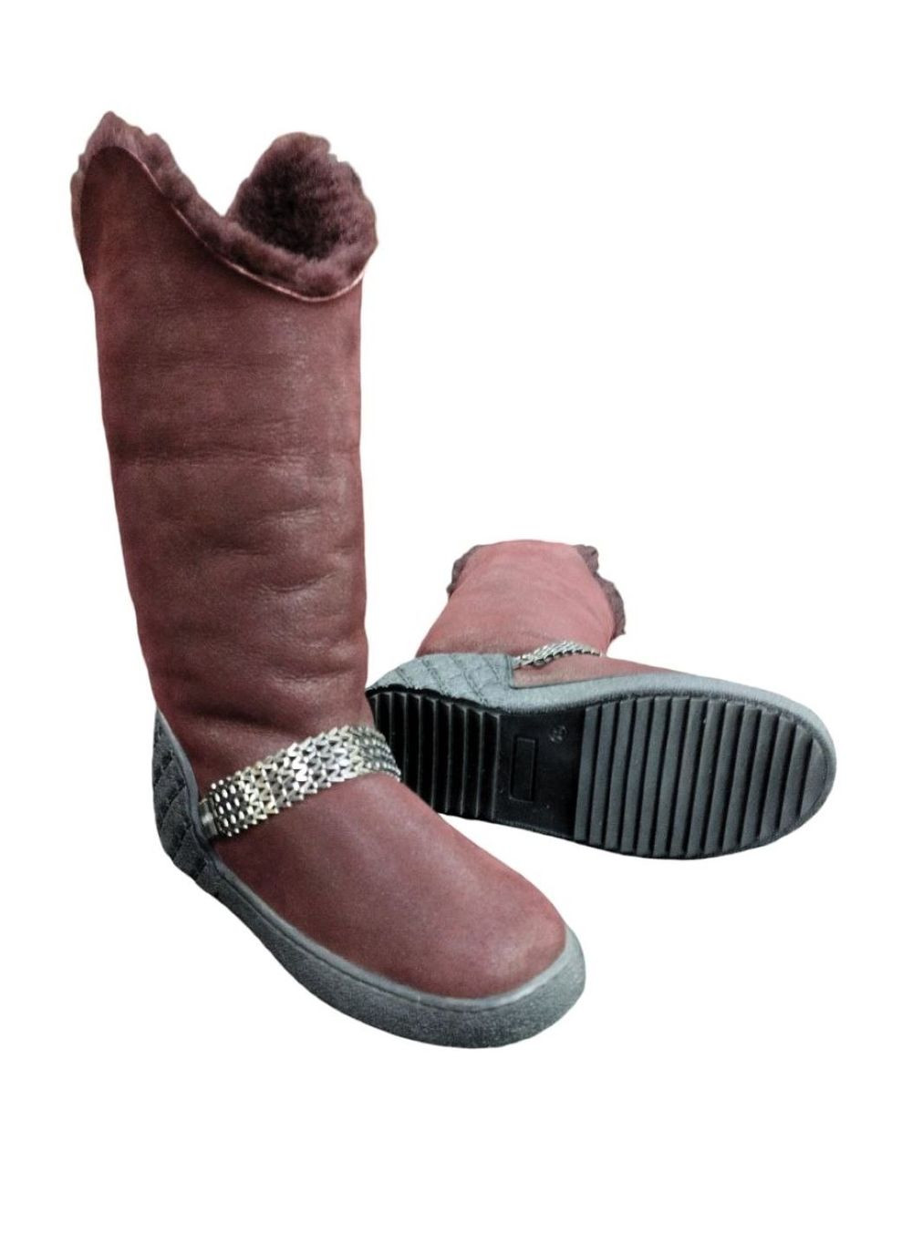 Зимние зимние женские высокие сапоги 37 (23,5 см) на цигейки казаки Sherlock Soon с цепочками