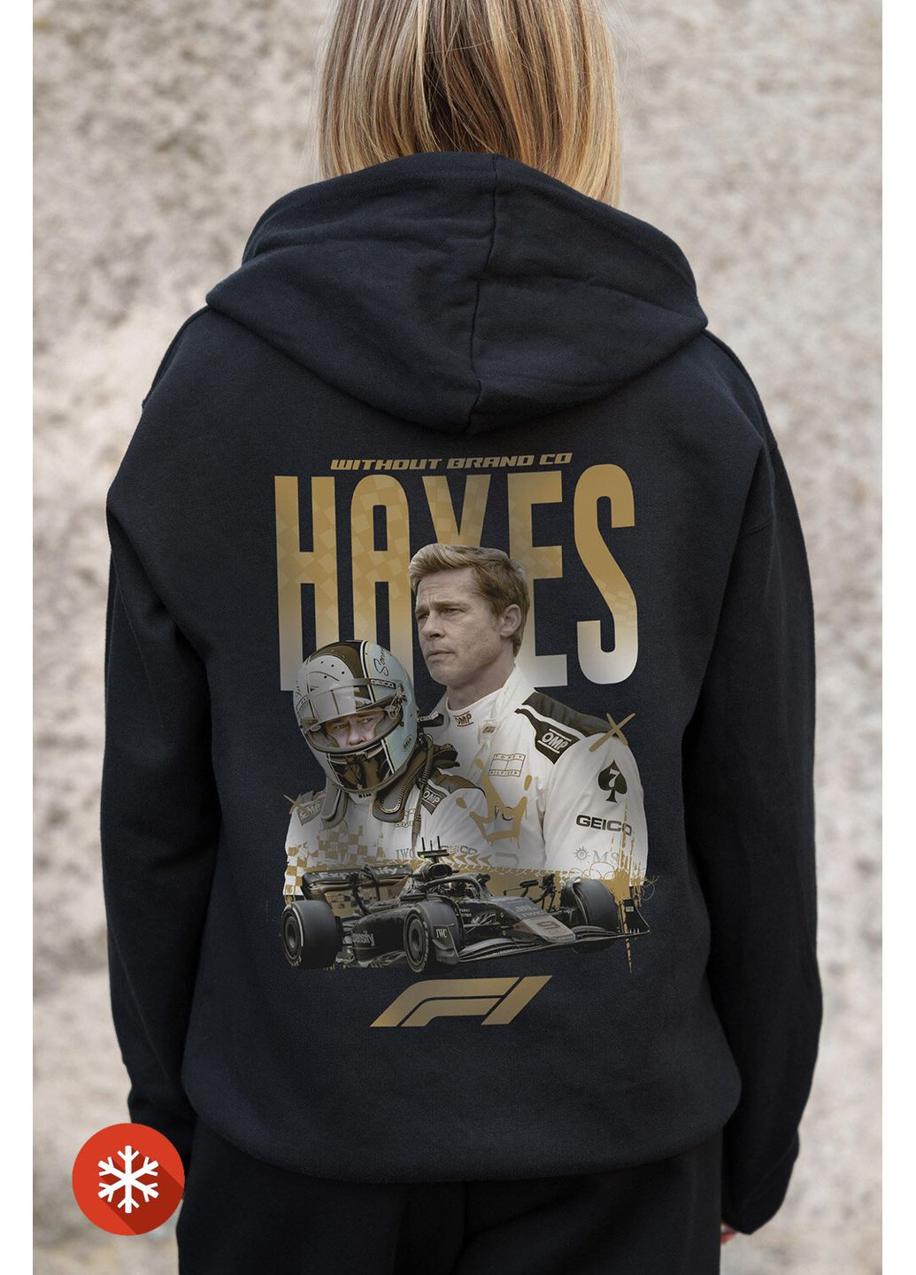 Женское Утепленное Зип Худи На Флисе Зипер С Принтом Hayes Kane Black Without (372519929)