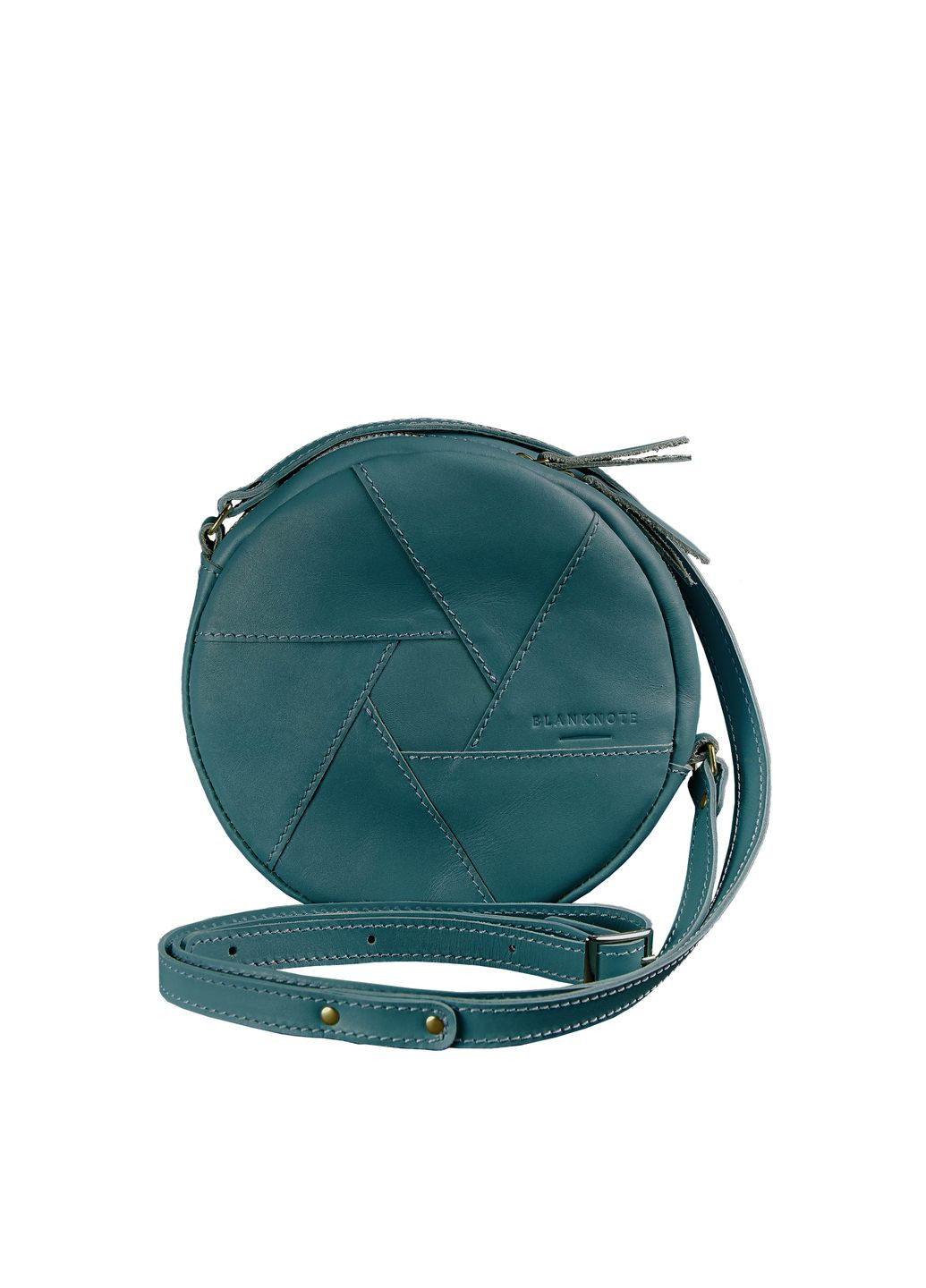 Кожаная круглая женская сумка Бон-Бон зеленая BlankNote кросс-боди (348359171)