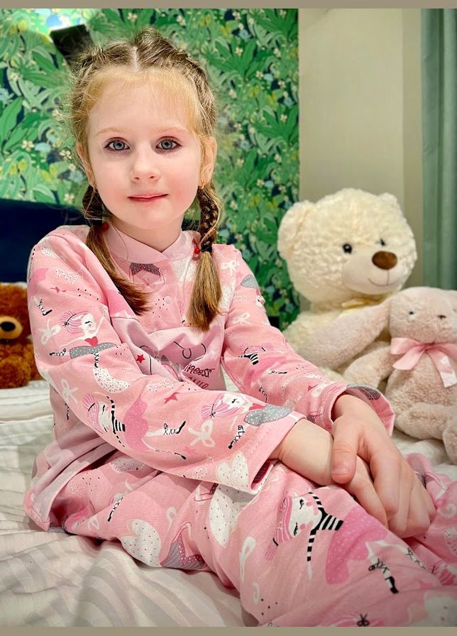 Розовая пижама для девочки на кнопке hc (h001-6077-024-33-5) No Brand