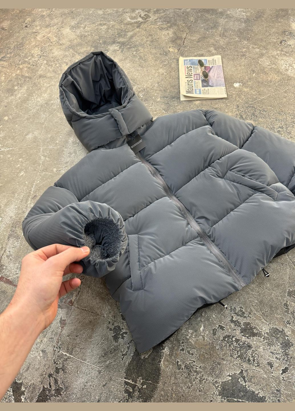 Графітова зимня куртка пуховик оверсайз No Brand