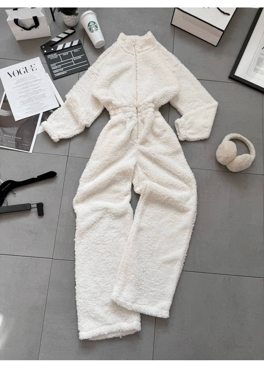 Жіночий комбінезон No Brand комбінезон-брюки молочний кежуал махра