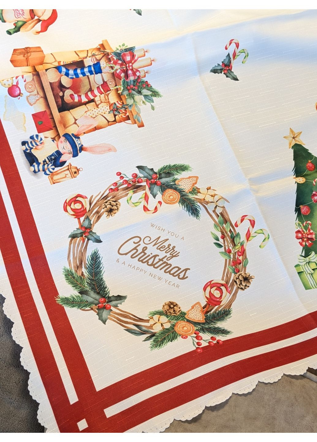 Скатертина новорічна, різдвяна 160*220 Vishnya (370944175)