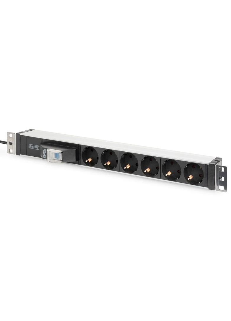 Блок розеток 1U, 6xSchuko, 16A, 250V, автомат, вилка Schuko Digitus (314930458)