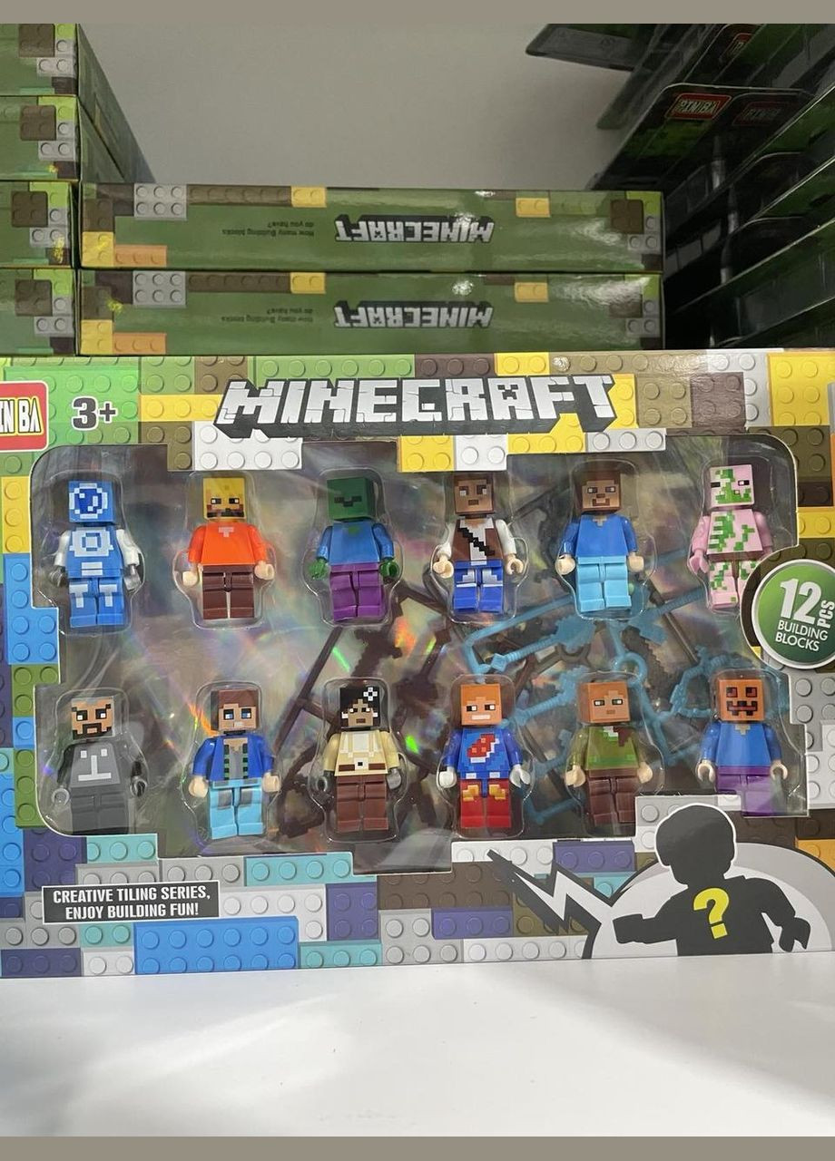 Набір фігурок Minecraft 12 героїв зі зброєю Модельки Майнкрафт No Brand (350354662)