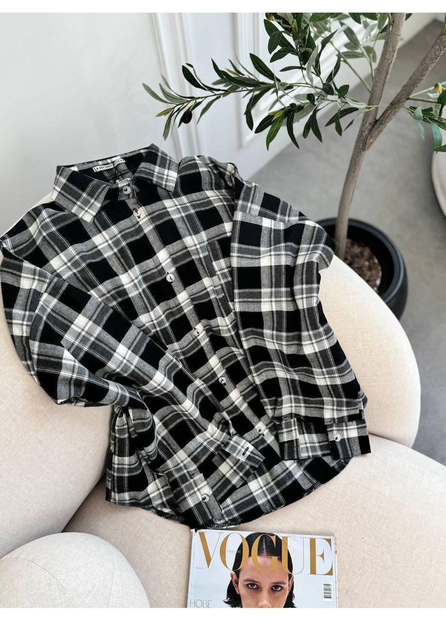 Черная повседневный рубашка в клетку KaraMix с длинным рукавом