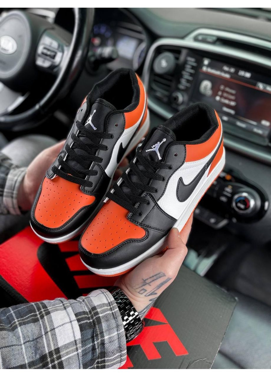 КРОССОВКИ ЖЕНСКИЕ NIKE AIR JORDAN 1 LOW ORANGE WHITE BLACK НАЙК АИР ДЖОРДАН No Brand чёрные демисезоны (367173372)