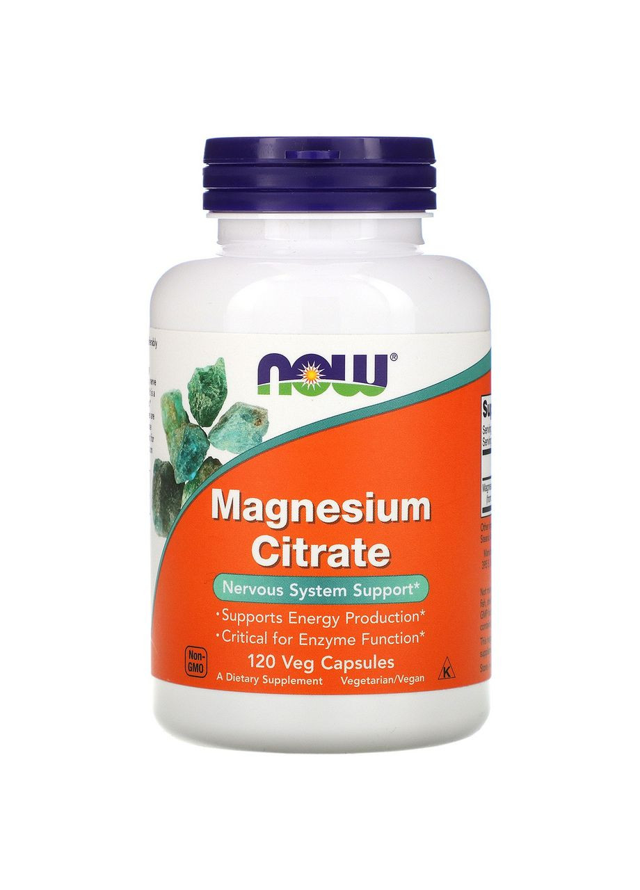 Магний цитрат 400 мг Magnesium Citrate для здоровья ЖКТ и сердца 120 растительных капсул Now Foods (264648101)