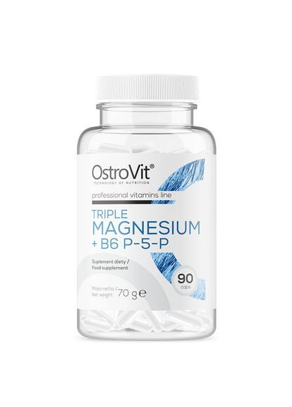Витамины и минералы Triple Magnesium + B6 P-5-P, 90 капсул Ostrovit (322208799)