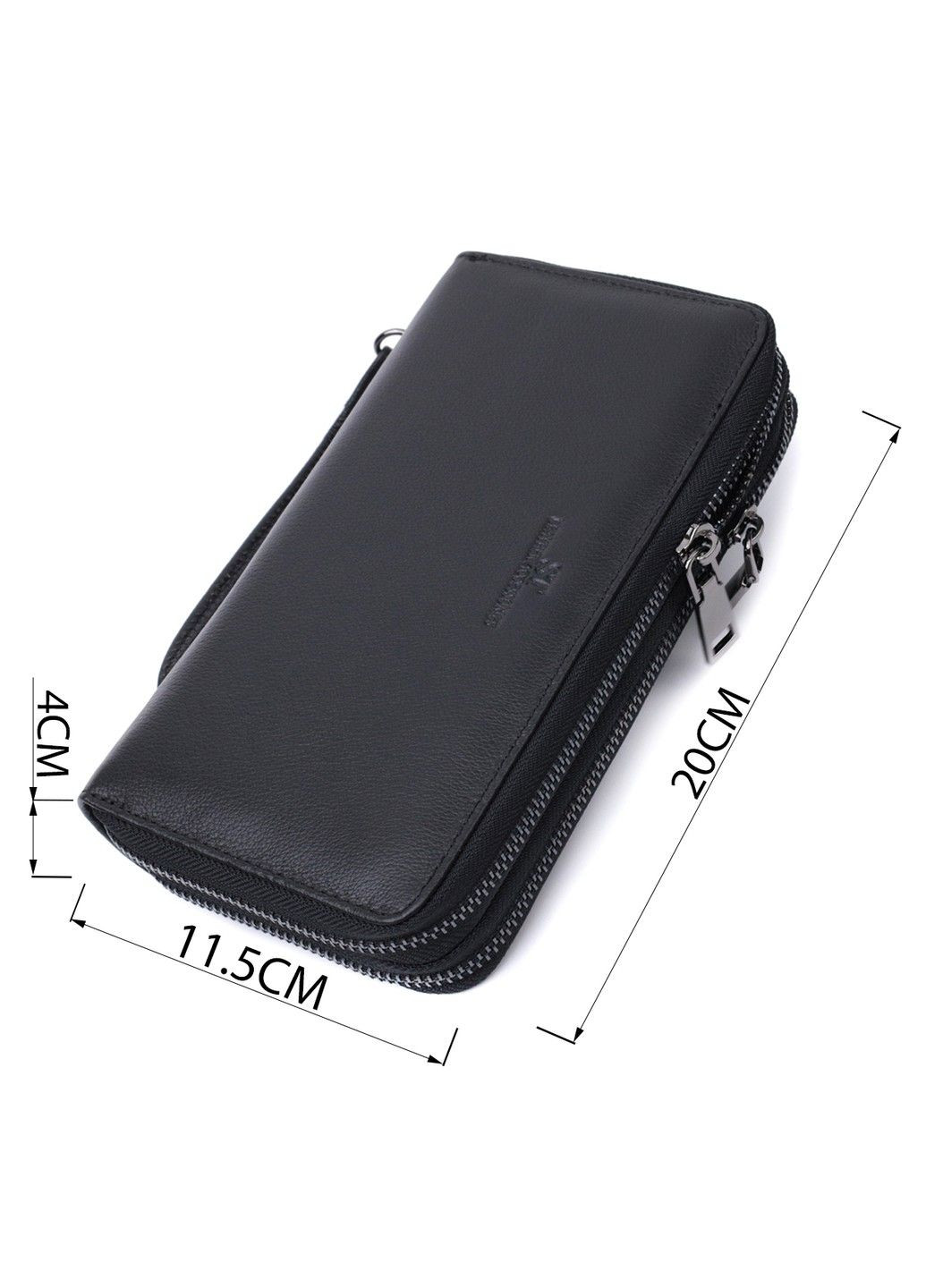 Стильний чоловічий клатч на два відділення із натуральної шкіри 22700 Чорний st leather (298111827)