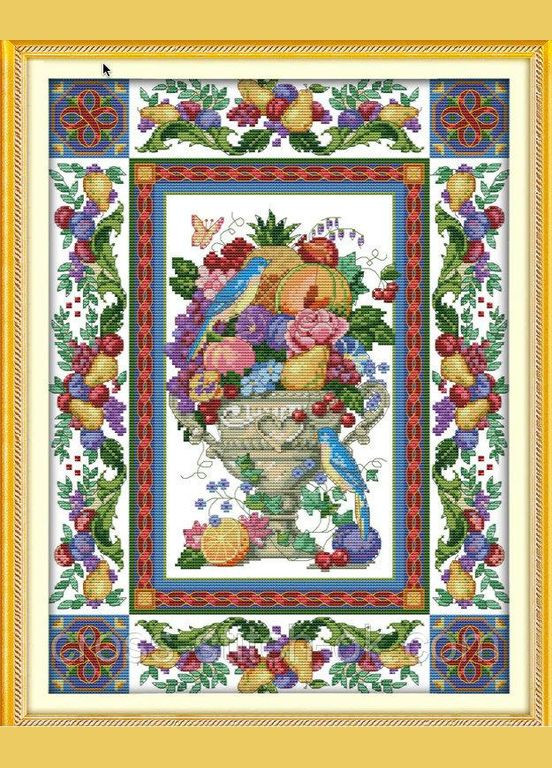 Набір для вишивання за нанесеною на канву схемою "Gorgeous fruit bowl". AIDA 14CT printed, 37*48 см Joy Sunday (313614595)