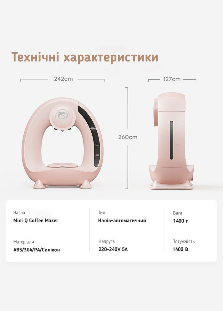 Кофеварка MiniQ Coffee Machine Pink iCafilas (303620980)