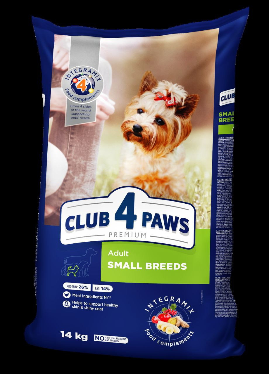 Сухий корм для собак малих порід 14 кг CLUB 4 PAWS Клуб 4 Лапи Клуб 4 Лапы (278307924)