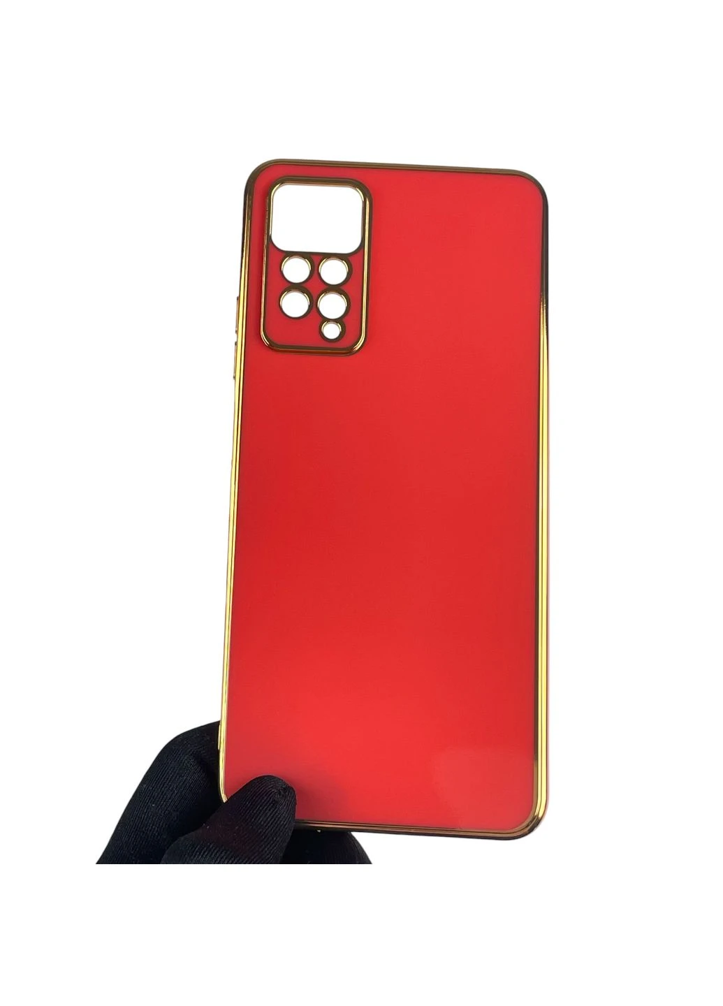 Чохол для Redmi Note 11 Pro 4G глянсовий із золотою окантовкою із захистом камери на сяомі редмі нот 11 про червоний Xiaomi (366019656)