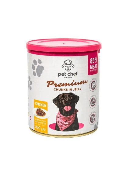 Корм вологий для дорослих собак, шматочки в желе з куркою 800 г Pet Chef (322875044)