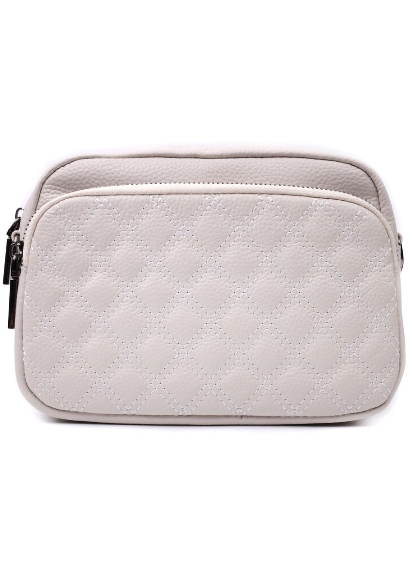 Сумка для женщин прошита ромбами на лицевой стороне из натуральной кожи 22633 Белая Vintage (298570070)