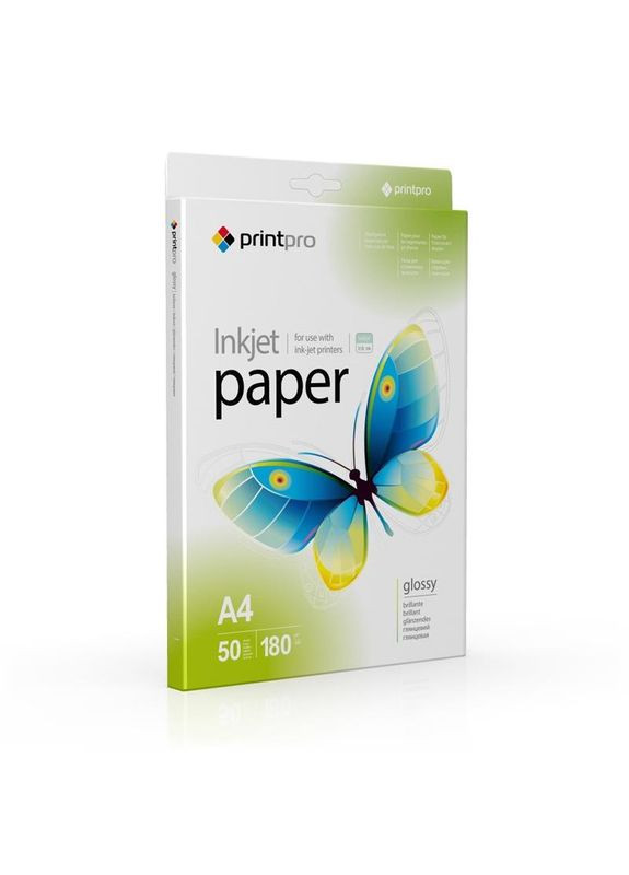 Фотопапiр глянцевий 180г/м2 A4 50арк (PGE180050A4) PrintPro (370622882)