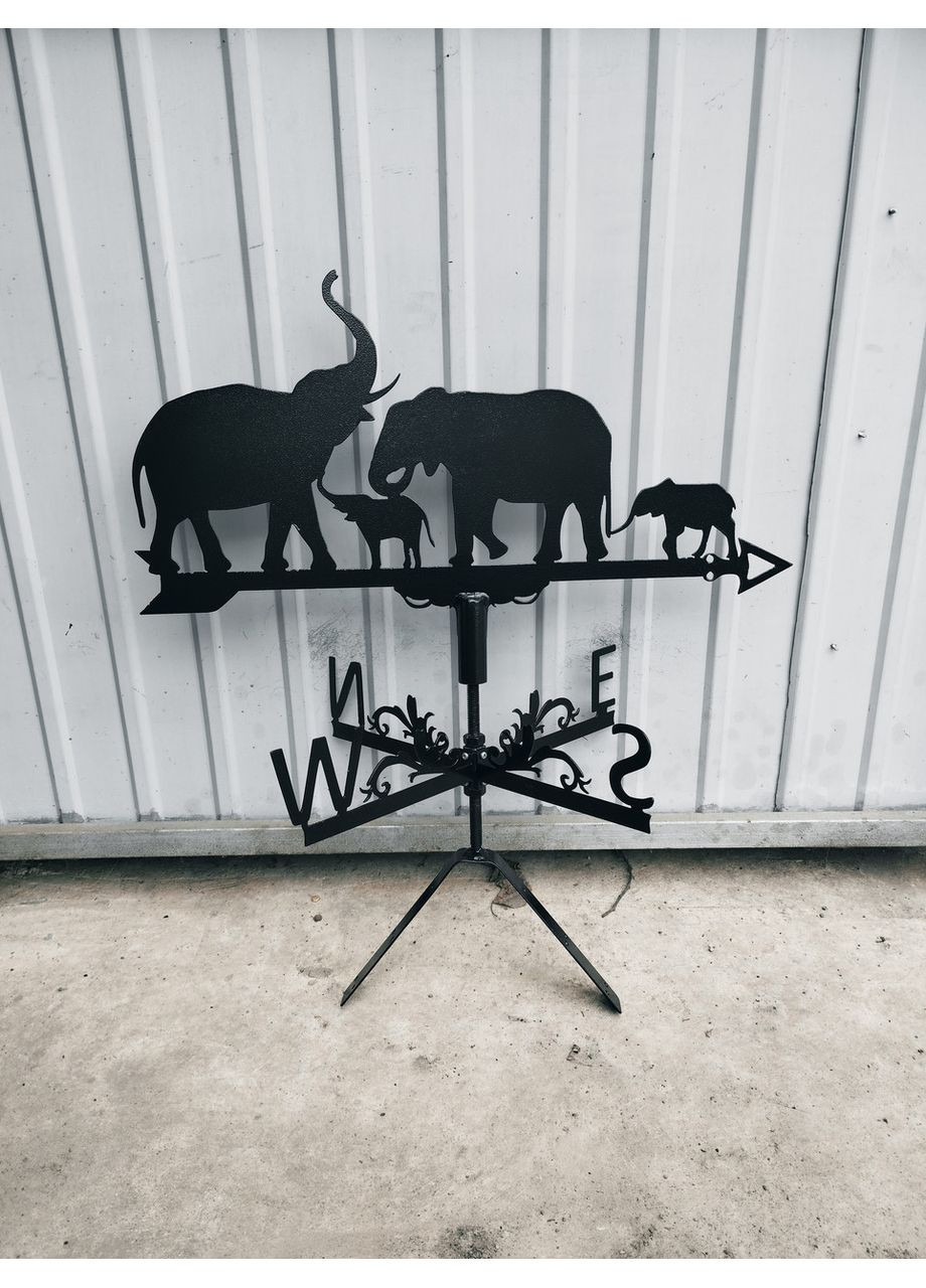 Флюгер Семья слонов, Слоны, флюгер на крышу из металла 2 мм. No Brand (368896487)