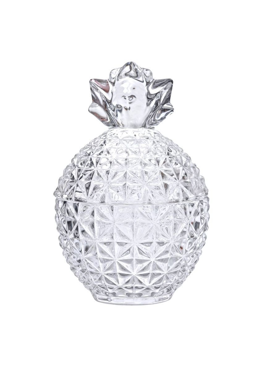 Цукерниця з кришкою Ø9 см ваза цукерниця кругла скляна прозора ананас HP-4-112 (A-034125) Yiwu (352769557)