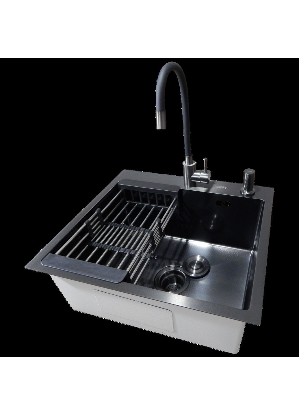 Комплект кухонной мойки Handmade PVD черная HS54*48 (3.0/1.0 мм) декор Kraft (366018323)