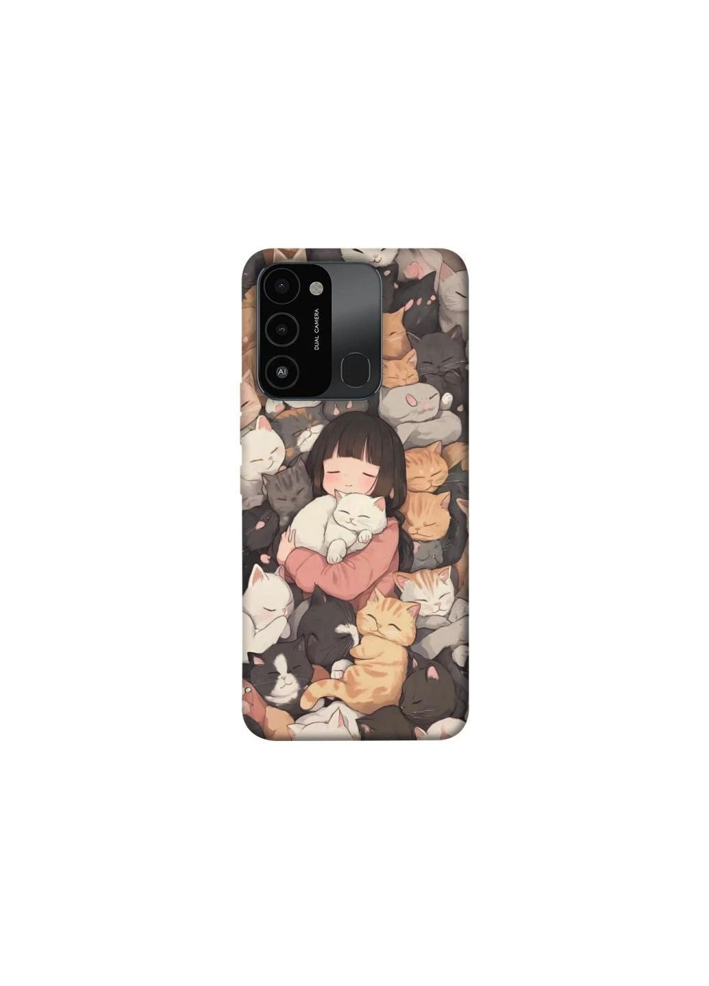 Чохол на TECNO Spark 8C Girl with cats Frontalka (384656482)