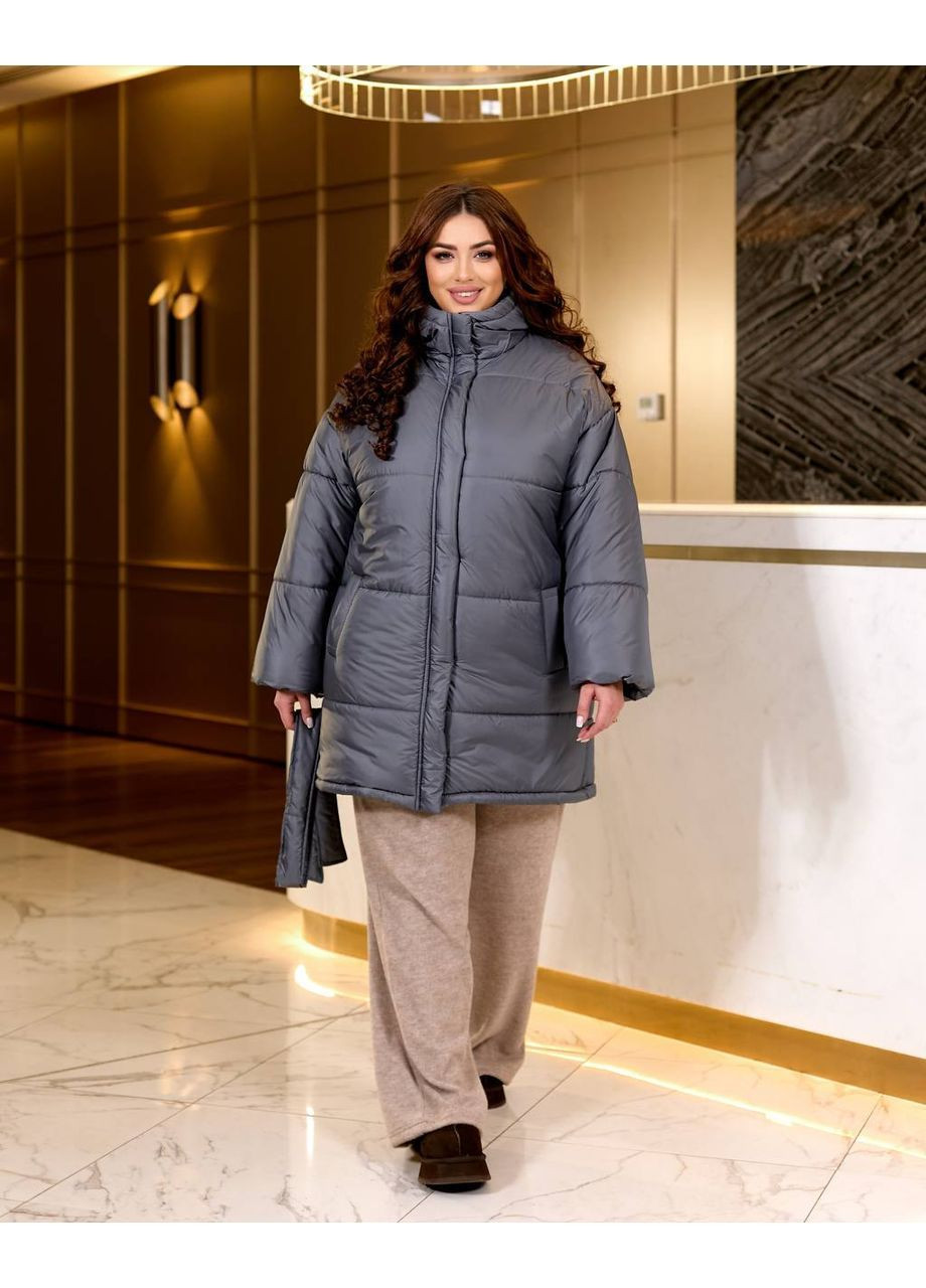 Графитовая демисезонная куртка женская тёплая Style Point