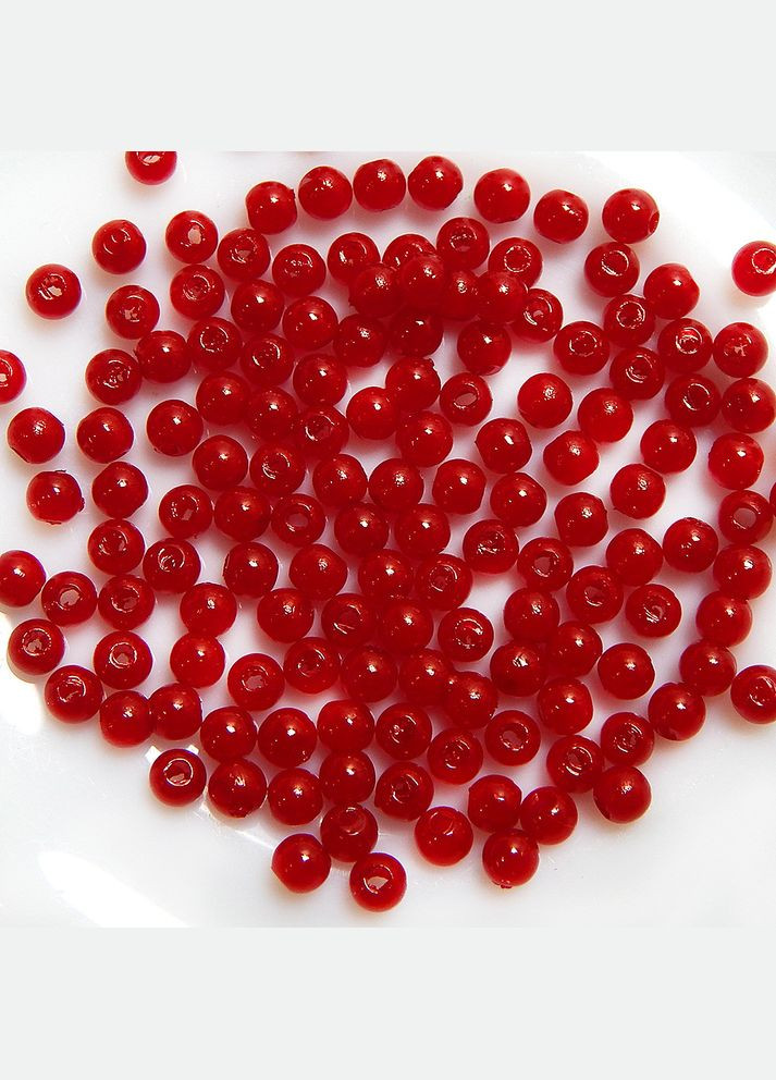Бусины глянцевые, акриловые, 4 мм, красные, 5 гр No Brand (340484100)