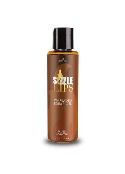Согревающий массажный гель Sizzle Lips Salted Caramel (125 мл), без сахара, съедобный Sensuva (303892528)