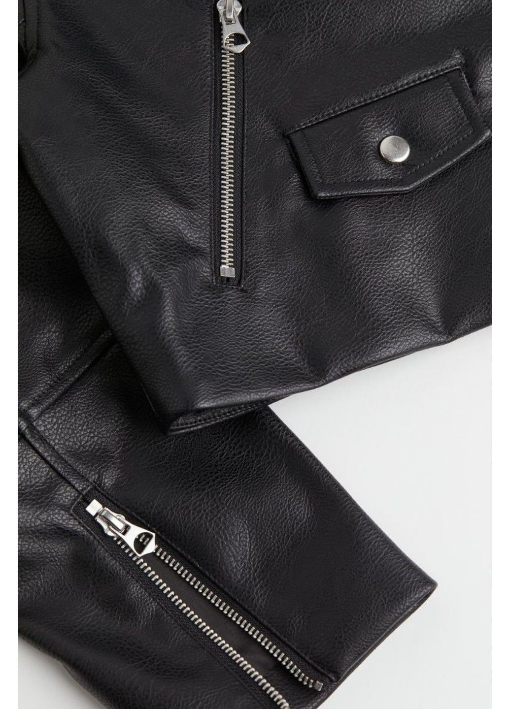 Чорна демісезонна жіноча куртка-косуха з еко-шкіри н&м (56604) xxs чорна H&M
