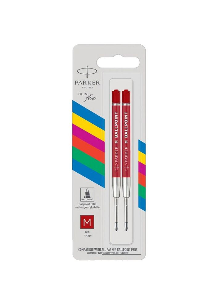 Стержні кулькові QuinkFlow червоні M блістер 2 шт 10 262R2 Parker (317308738)