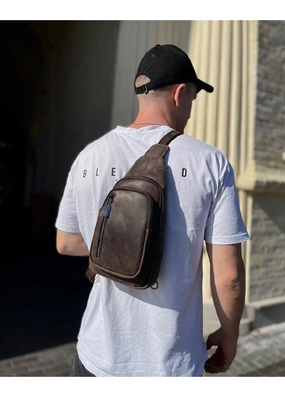 Чоловічий слінг зі шкіри 17х30х6, крейзі хорс для телефону 6349 No Brand (361259073)