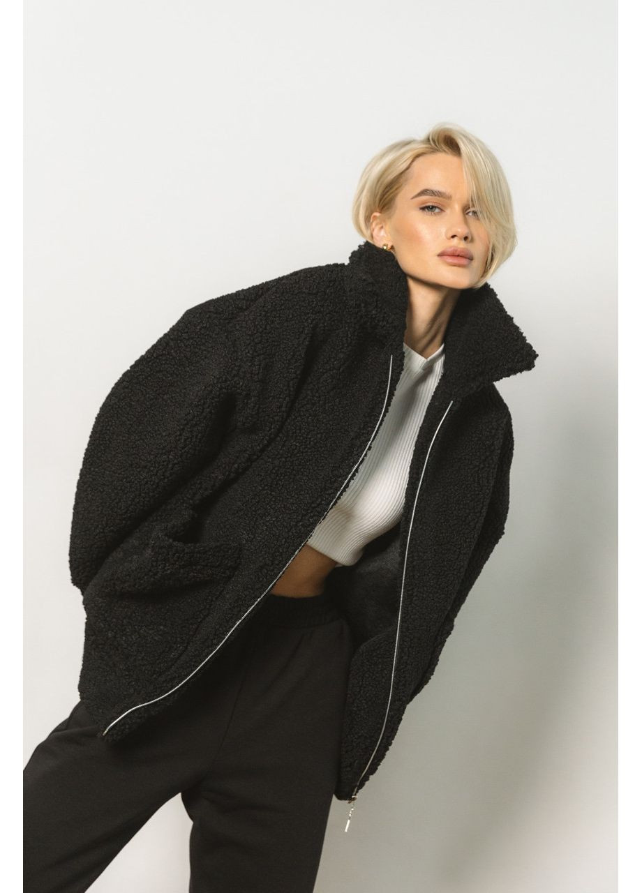 Черная демисезонная черная куртка-тедди Seventeen
