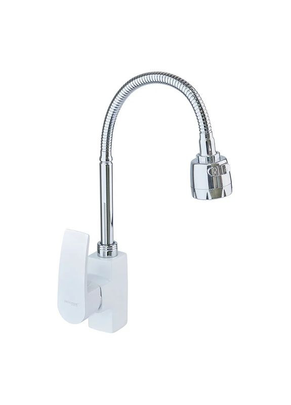 Смеситель для кухни Magnum 011 (Nut) White-Chrome Refl (MI6205) — однорычажный кухонный смеситель с гибким изливом. Mixxus (334003228)