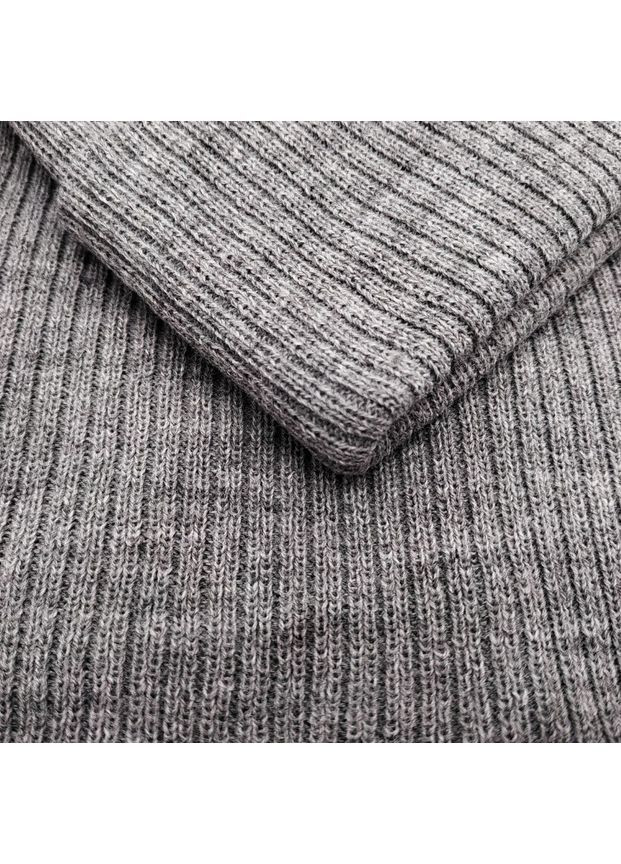 Зимняя женская шапка + бафф комплект светло-серая, трикотажная из акрила, теплая, эластичная, универсальный размер No Brand (363052215)