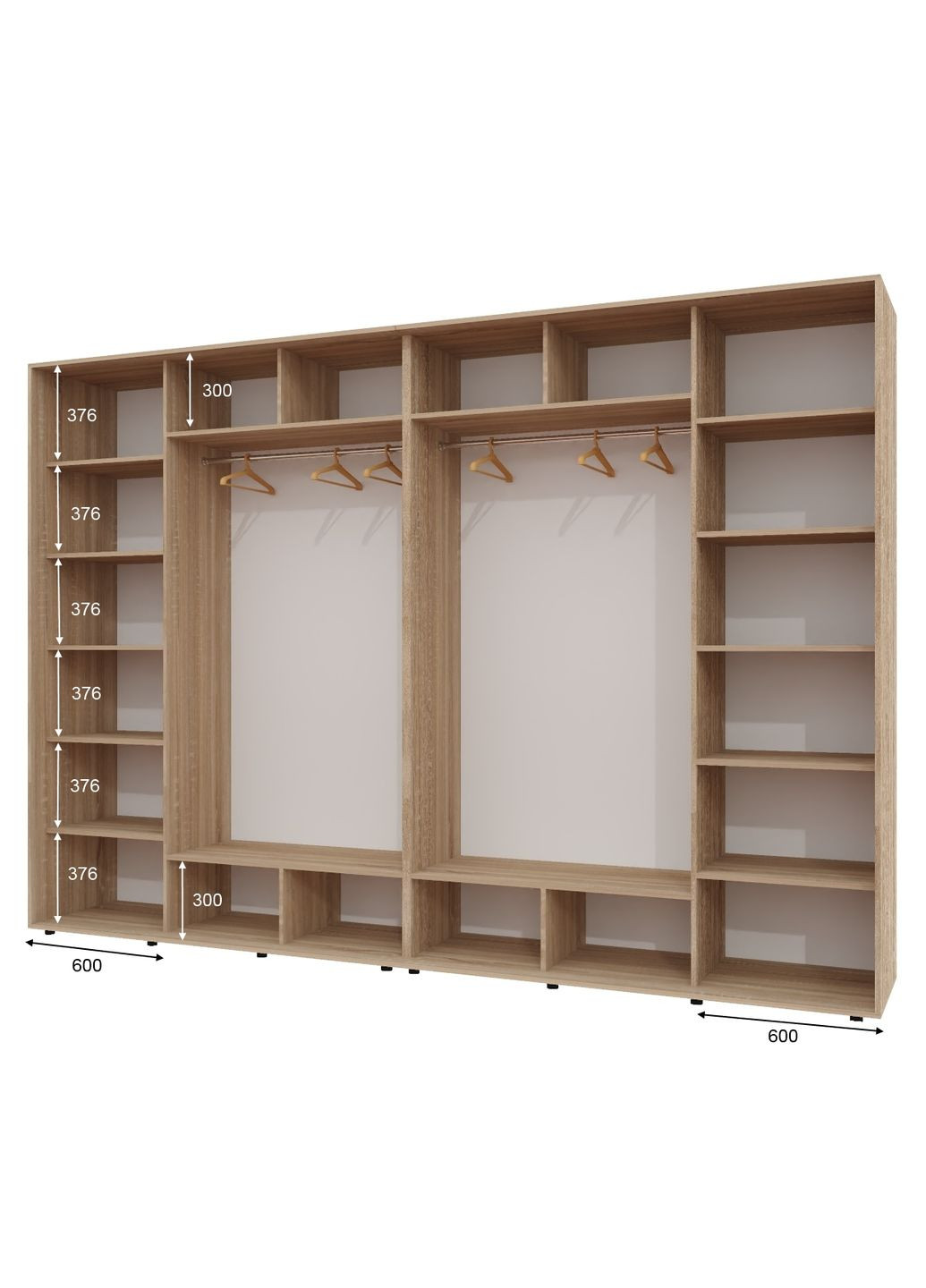 Шафа-купе чотиридверна 360*60*250 Дуб Сонома 2 Дзеркала з піскострумним малюнком/2 Дзеркала Алекса (360477462)