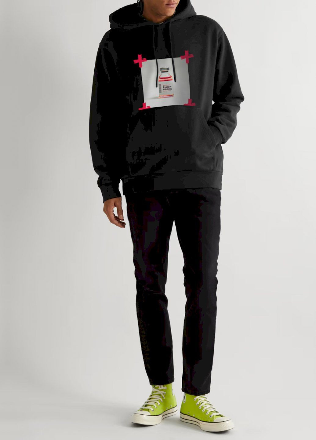 Чорний худі чоловіча чорна з флісом YAPPI малюнок (305003920)