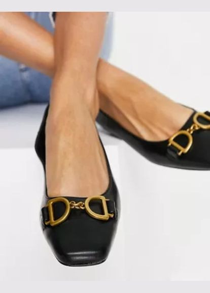 Балетки Asos leighton square toe ballet flats in black (291412340)