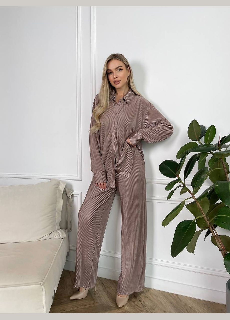 Легкий жіночiй класичний костюм кавового кольору 30844 Fashion (317286757)