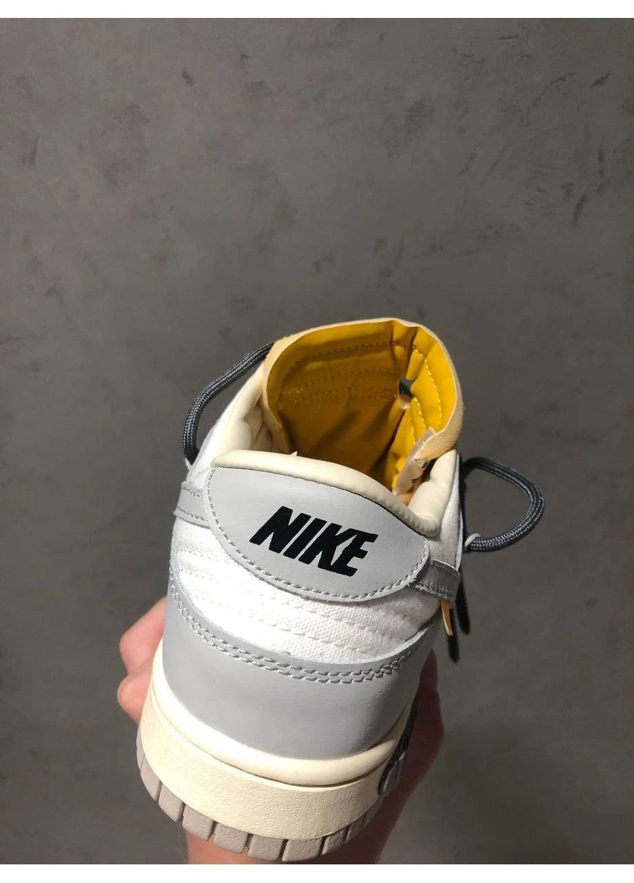 Белые демисезонные кроссовки мужские nike sb dunk x off white grey black laces найк сб данк белые No Brand