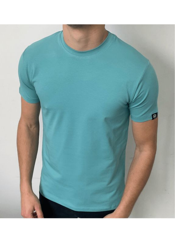 Бірюзова чоловіча однотонна футболка Hector