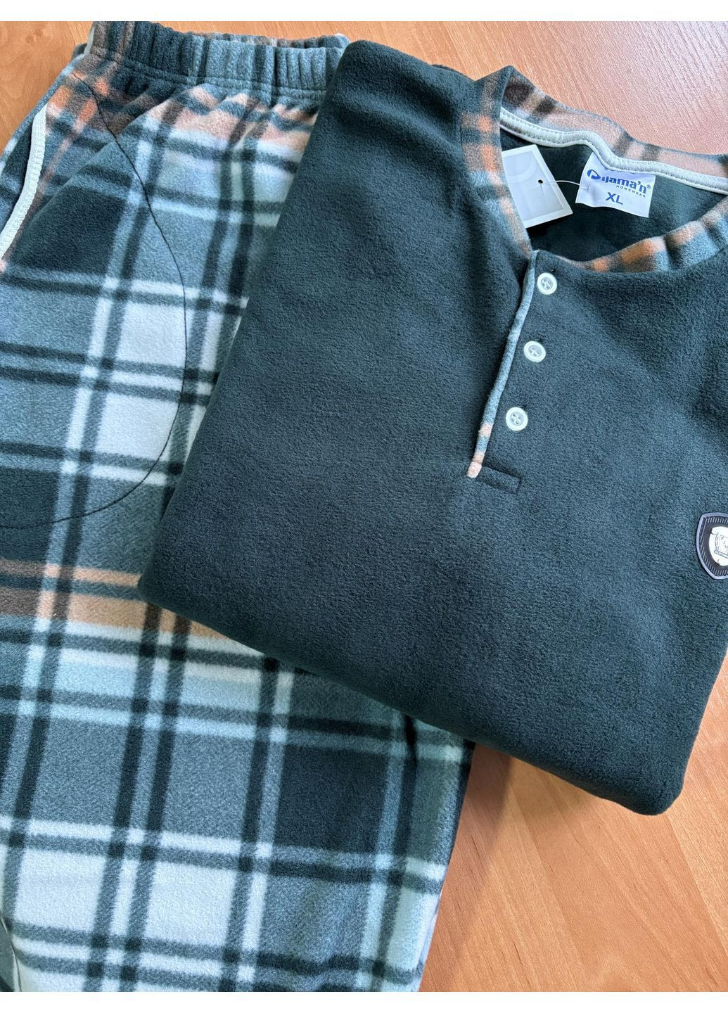 Чоловіча тепла піжама з флісу полар зелена Pijamoni (370569430)