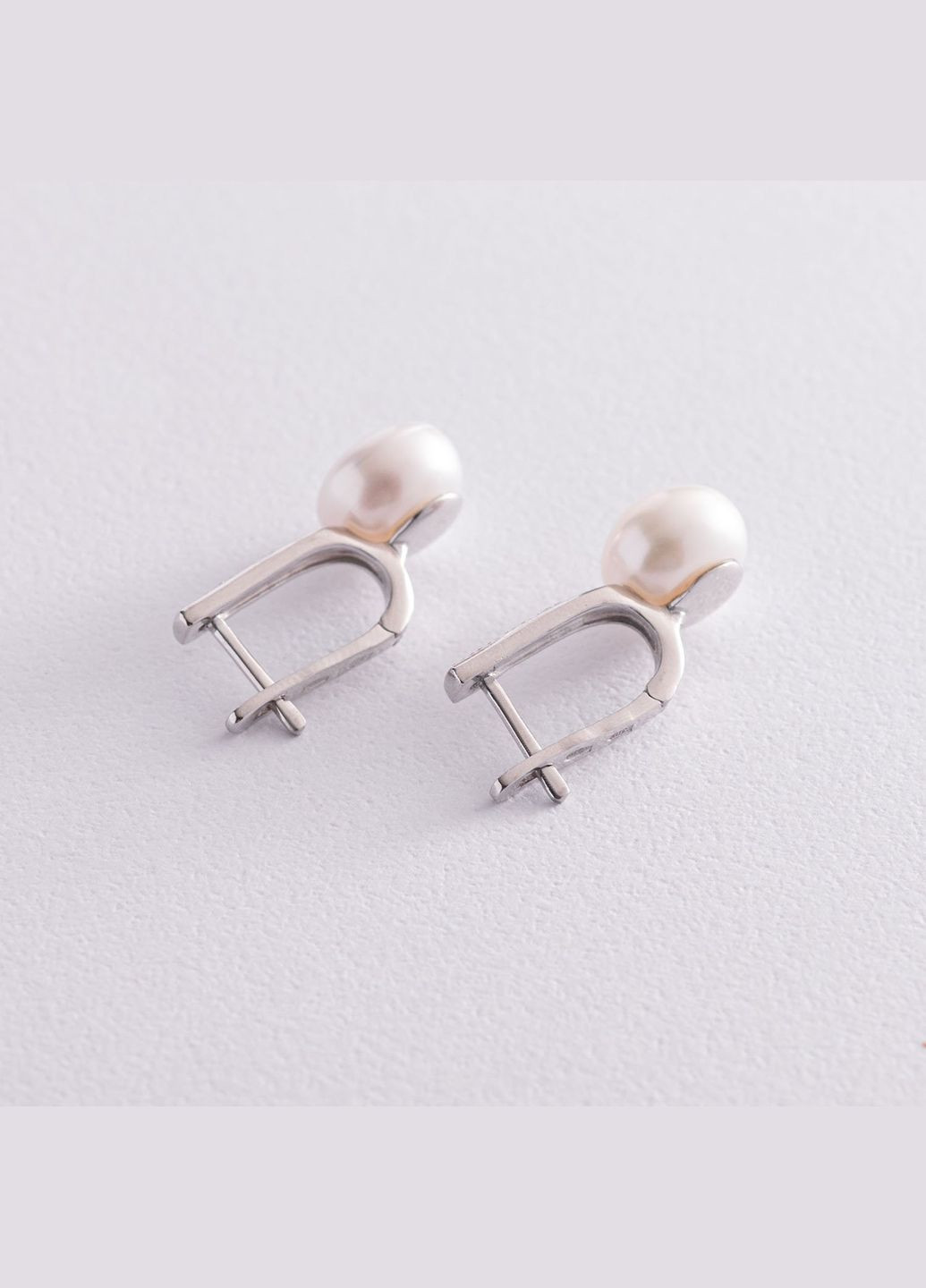 Срібні сережки з перлами і фіанітами 2453/1рPWT Oniks (264023779)